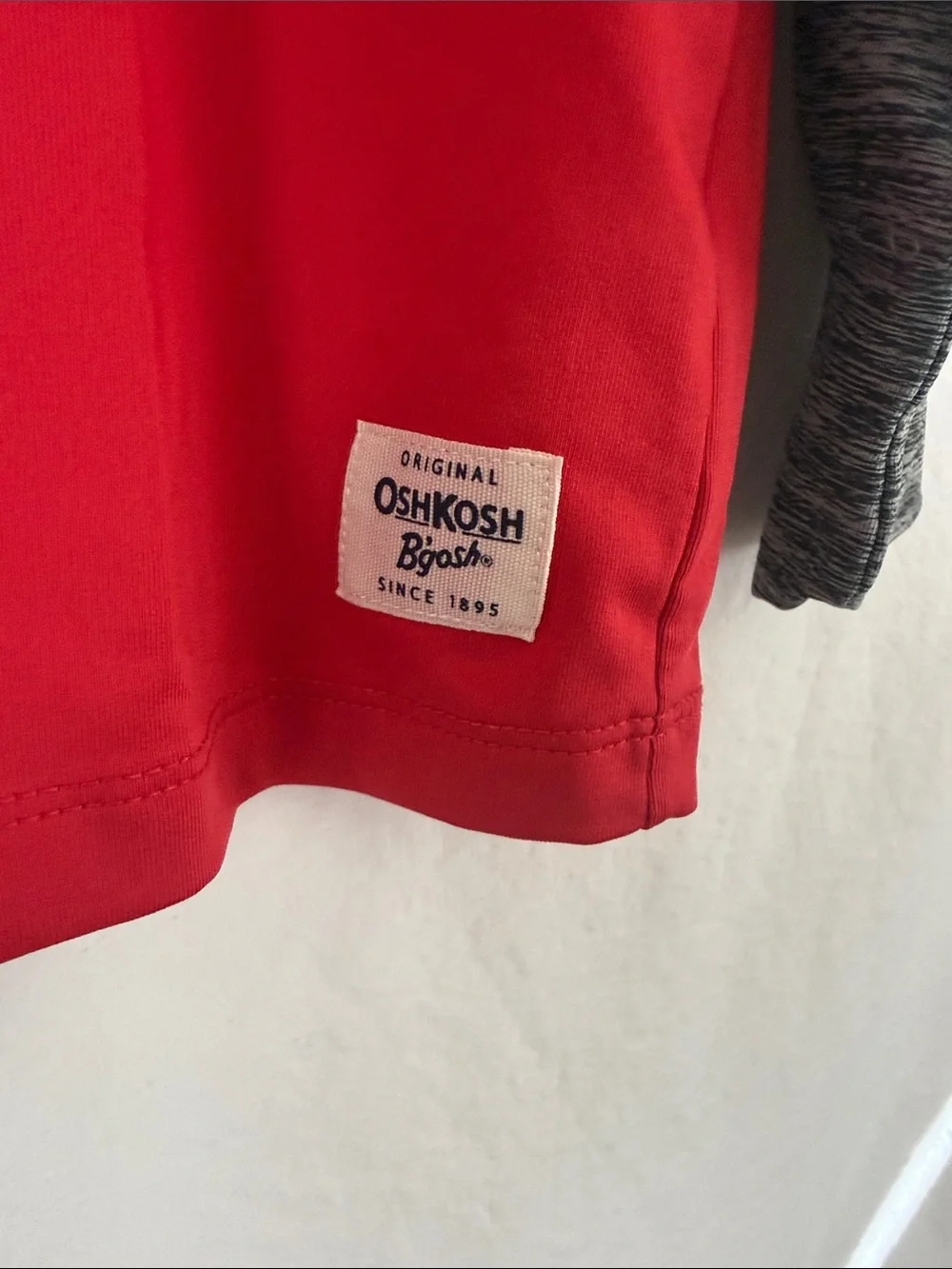 Kids Athletic Long Sleeve Tee - Red, Gray & White